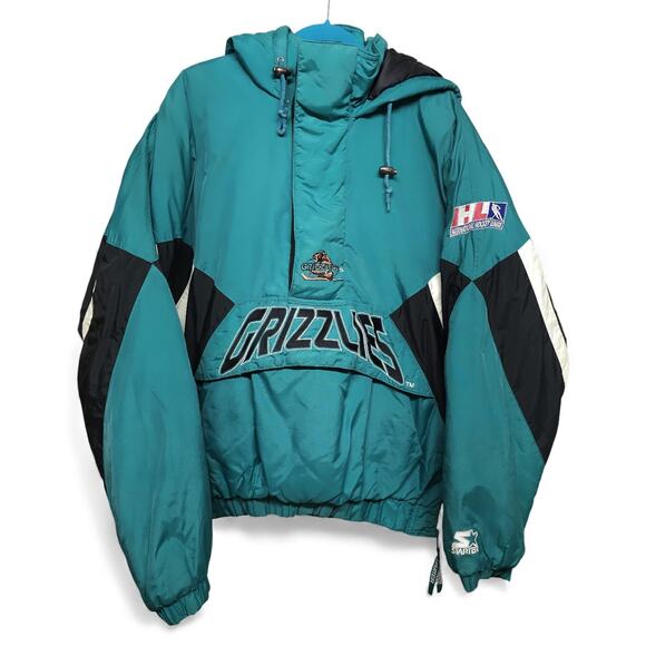 Utah Grizzlies IHL Vintage Starter Hockey Jacket Kangaroo Pouch Zip-Up Adult L - Picture 1 of 10